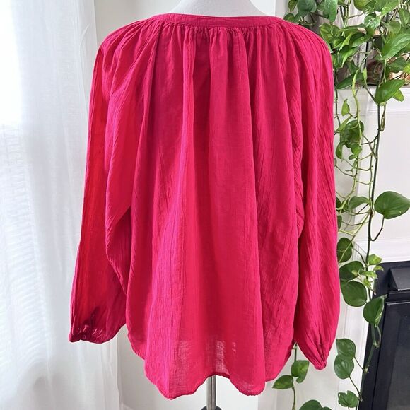 Old Navy Hot Pink *Barbiecore* Soft Lightweight Flowy Summer Blouse Festival XL - Picture 6 of 8